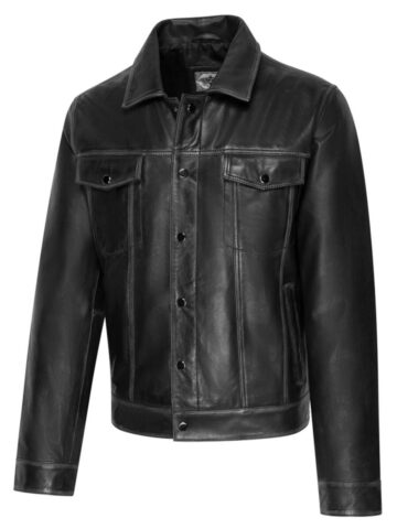 Stars & Stripes Herren Western Style Lederjacke CEDRIC schwarz Outdoor Lederjacken Schwarz male main image Western Wear