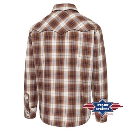 Stars & Stripes Herren Westernhemd ISAAC braun kariert Cowboys Westernhemden Braun male detail 1