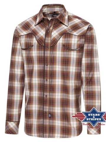 Stars & Stripes Herren Westernhemd ISAAC braun kariert Cowboys Westernhemden Braun male main image Western Wear