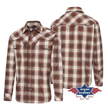 Stars & Stripes Herren Westernhemd ISAAC braun kariert Cowboys Westernhemden Braun male detail 4