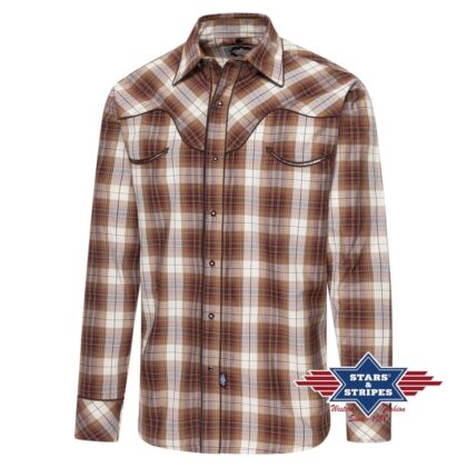 Stars & Stripes Herren Westernhemd ISAAC braun kariert Cowboys Westernhemden Braun male main image Western Wear