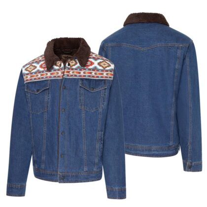 Stars & Stripes Western Ethno-Style Herren Denimjacke BULLOCK blau Outdoor Jacken Blau male detail 3