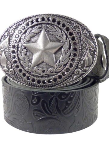 Western Ledergürtel Black Daisys & Sheriff Silber Gürtel Ledergürtel Schwarz unisex main image Western Wear