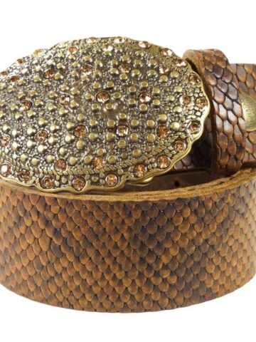 Western Ledergürtel Snake Brown & Funkeln Gold Gürtel Ledergürtel Braun unisex main image Western Wear