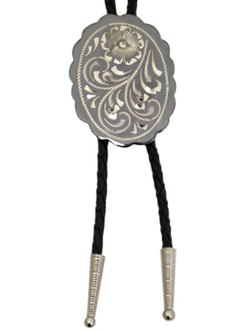 Western Bolotie mit Blumengravur aus Neusilber mit Wellenschliff Accessoires Boloties Silber unisex main image Western Wear
