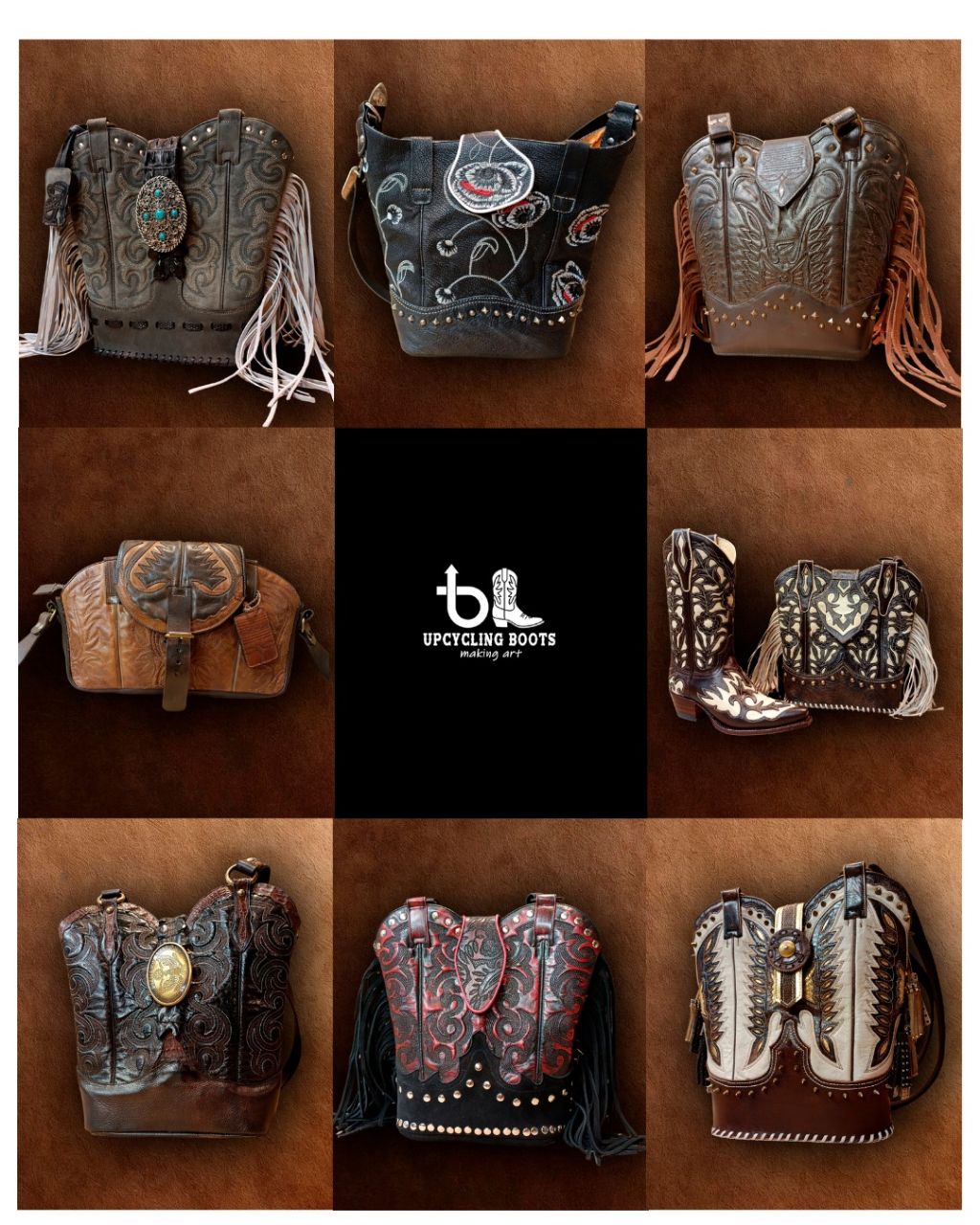 Westerntasche upcycling boots UP-01 Accessoires Taschen Braun female detail 2